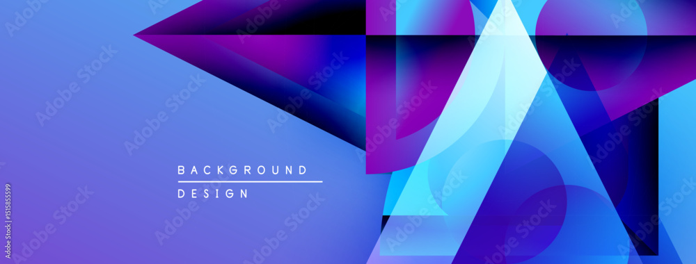 Aufkleber abstract geometric shapes, vibrant blue purple gradients. modern design elements create dynamic visu
