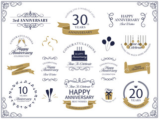 クラシカルな記念日デザインと周年祝いのバナーフレームセット