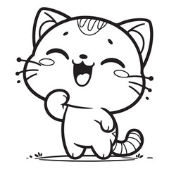Cute laughing cats, vector image suitable for coloring books
