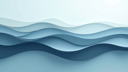 Abstract Blue Waves Background with Layered Paper Cut Effect
