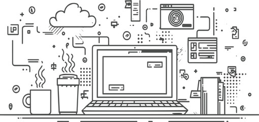 Collection business and finance related vector, Thin Line Icons Set for Business Applications vector pattern transparent background 