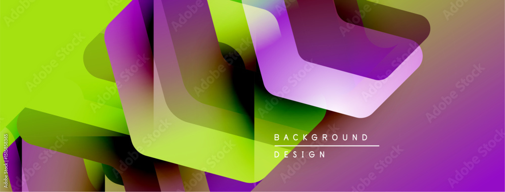 Aufkleber Abstract geometric shapes overlap, creating vibrant color gradients. Modern design elements suggest dynamic visual experience.