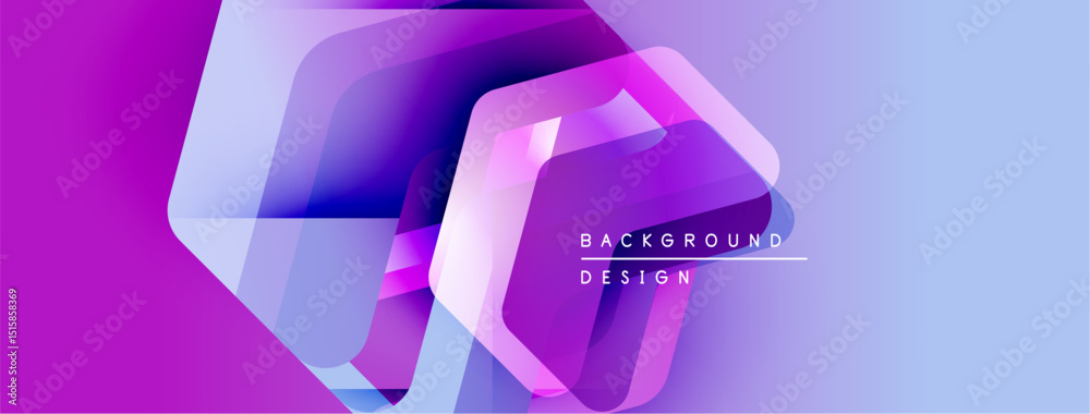 Aufkleber abstract geometric shapes, vibrant purple hues, smooth gradients. modern design elements create dyna