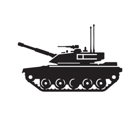 Fototapeta premium Armored Tank Silhouette Vector – Military War Vehicle Illustration