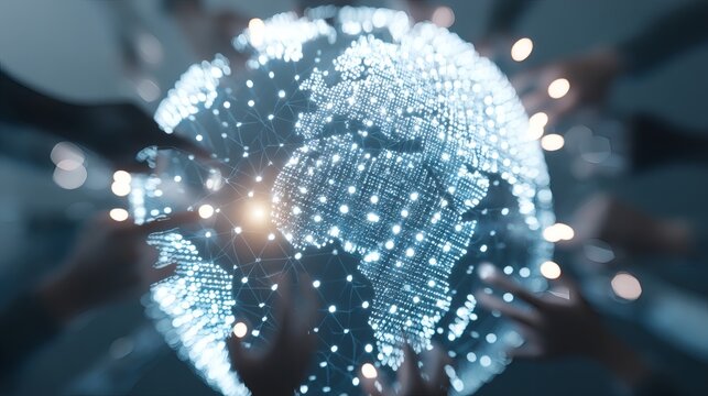 Global Connection Concept with Digital Network and Human Hands