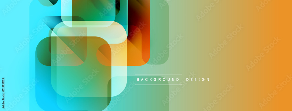 Aufkleber abstract geometric shapes overlap. vibrant colors blend, creating modern design. minimal text indica