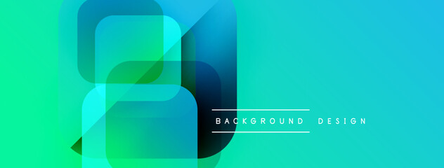 Naklejka premium Abstract gradient shapes overlap creating dynamic visual effect. Bright turquoise, green hues dominate composition. Modern design element.