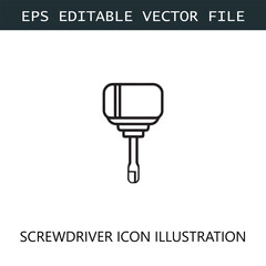 Screwdriver Icon Logo Vector Image in Black and White