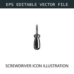 Screwdriver Icon Logo Vector Image in Black and White