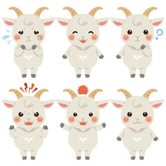 ヤギのキャラクターイラスト　表情セット
