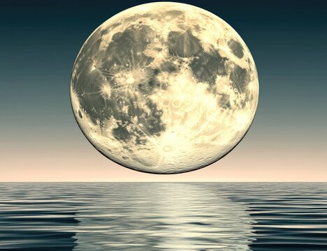 Full moon over calm sea