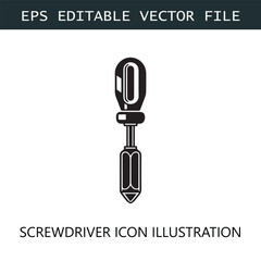 Screwdriver Icon Logo Vector Image in Black and White