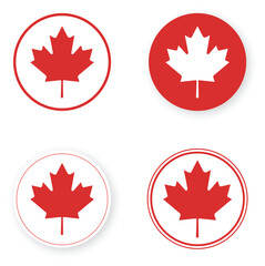 Set of Maple Leaf Icons – Canada Day Badge Collection (Vector)