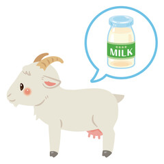 ヤギとヤギミルクのイラスト