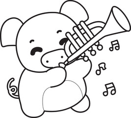 Outline of Funny pig in activities elements.