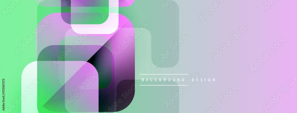 Poster Abstract geometric shapes overlap, creating vibrant gradient background. Soft pastel colors blend seamlessly. Modern design element.