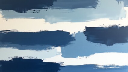 Abstract Art Painting Featuring Brush Strokes in Shades of Blue