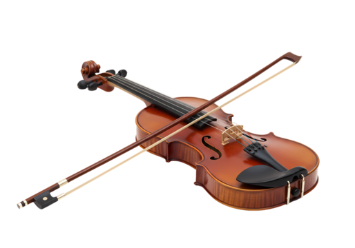 Violin and Bow isolated on transparent baackground