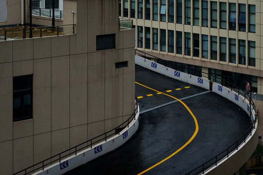 Building with circular driveway
