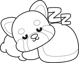 Coloring pages of Icon of funny red panda sticker elements.