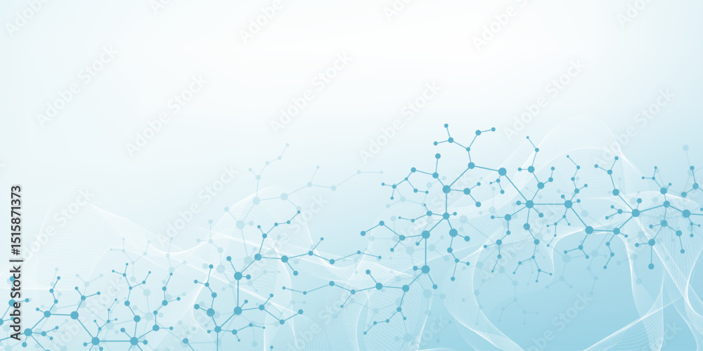 Poster molecular abstract structure and genetic engineering dna. healthcare and medicine background concept