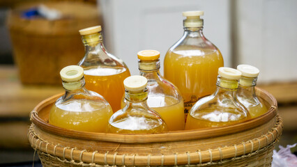 Jamu (Indonesian herbal drink) in the bottle. Jamu mostly taste good.