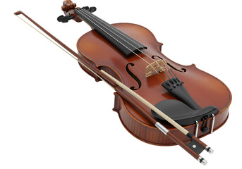Fototapeta premium Violin and Bow A Musical Instrument isolated on transparent baackground