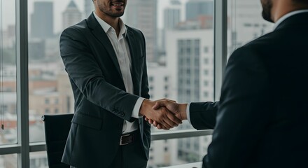 The office worker shakes hands