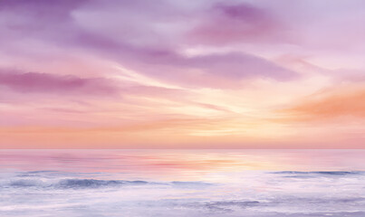 Fototapeta premium sunset over the ocean in watercolor style. generative ai