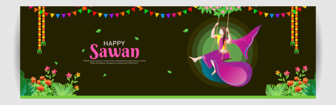 Vector illustration of Happy Sawan Maas social media template