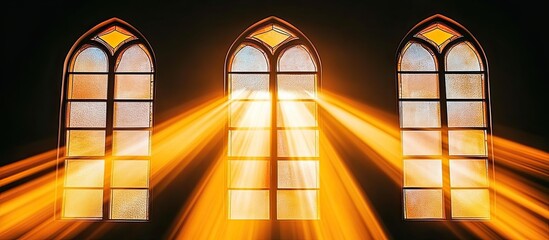 Radiant church windows bathed in golden light