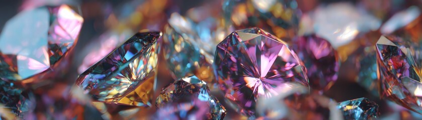 Colorful, sparkling gemstones create a stunning, vibrant display.