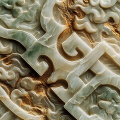Intricate jade carving with traditional patterns and textures.