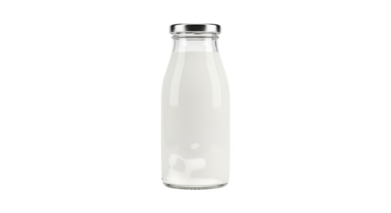 Glass bottle with white liquid