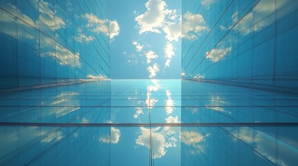 Modern Skyscraper Reflection: A Symphony of Blue and Sky