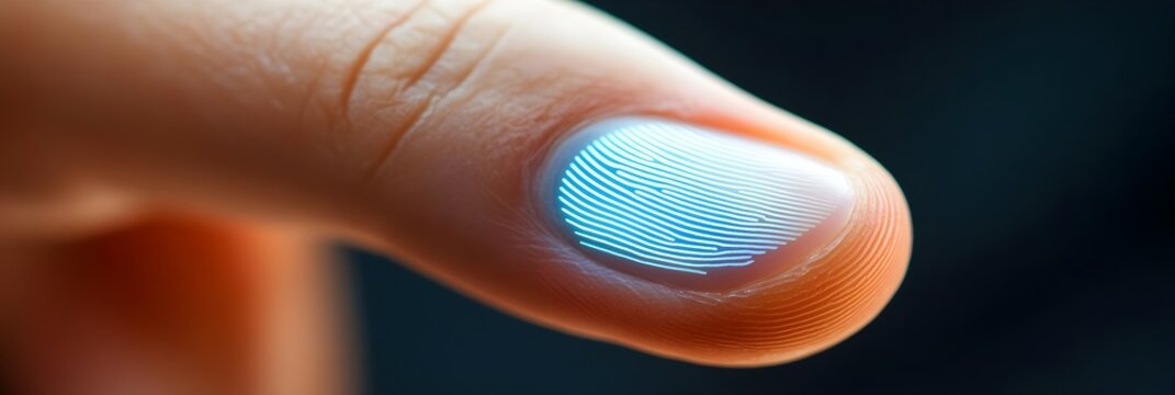 Close up of a Human Fingerprint High resolution image showing detailed biometric security scan