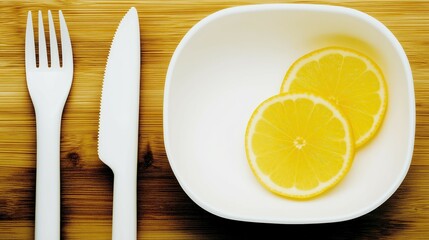 Generative AI, Citrus slices on wood cutting board flat lay