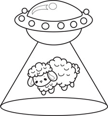 Coloring pages of Baby sheep illustration activites. Funny sheep clip art elements.