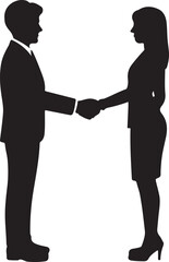Fototapeta premium Businessman and Businesswoman Shaking Hands Silhouette vector with transparent background