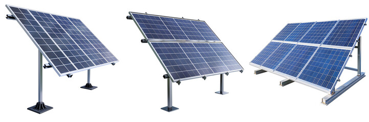 Set of solar panels isolated on transparent background PNG