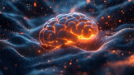 Illuminated Mind: A Glowing Brain in a Cosmic Landscape