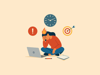Work Burnout and Deadline Pressure Impacting Mental Focus and Productivity.