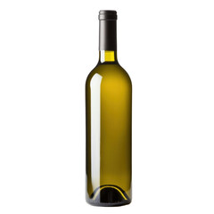 Transparent yellow wine bottle isolated on white background.
