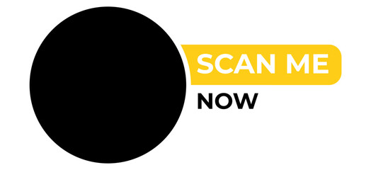 template qr code Abstract Black Circle with Yellow "Scan Me Now" Call to Action