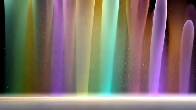 Colorful display of fire with a lot of sparkles. The fire is in the middle of the image and is surrounded by a rainbow of colors. The sparkles are scattered around the fire