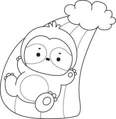 Outline of Funny baby sloth animal series stock illustration