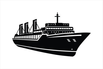 Obraz premium Marine Export Ship Silhouette Vector for Shipping Design Projects