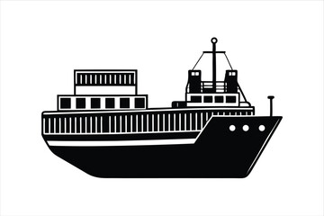 Obraz premium Shipping Boat Vector Illustration in Silhouette