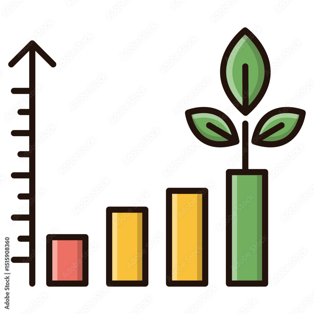 Poster abstract pixelated bar graph and tree icon with transparency for versatile design applications