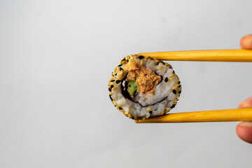 Sushi and chopsticks